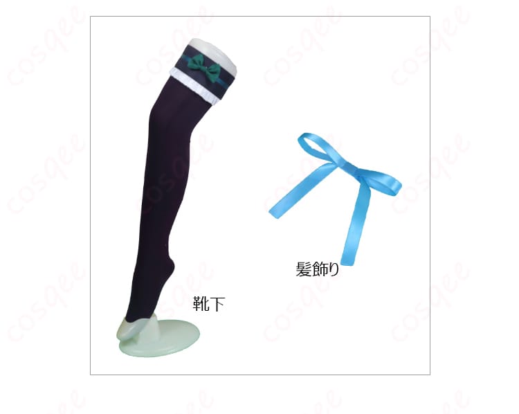 藤堂ユリカ コスプレ衣装 ストッキングと髪飾りの装飾細部。アイドルらしさを表現するアイテム。