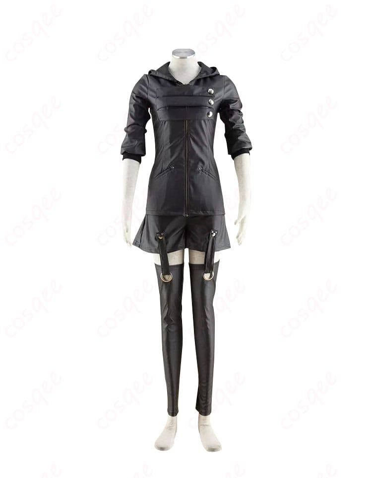 霧嶋董香の戦闘服コスプレ衣装の正面画像。高忠実度のデザイン、細部まで再現。東京喰種コスプレ衣装。