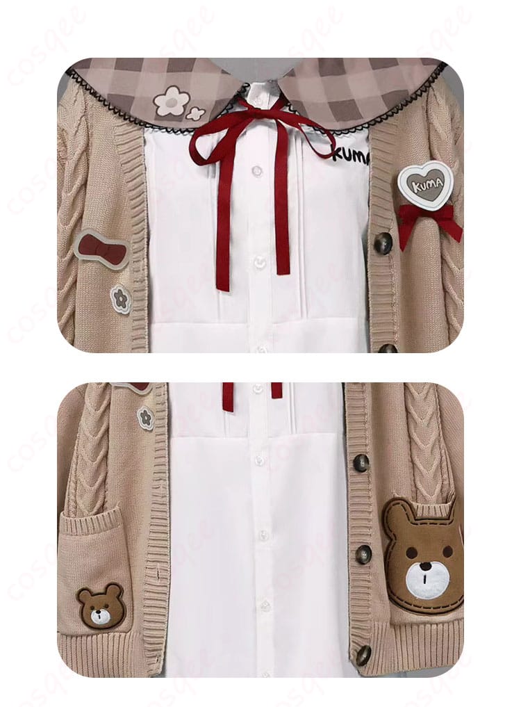 草薙寧々 コスプレ衣装 服装装飾詳細画像。胸元のリボンとカフスのデザインが際立っています。