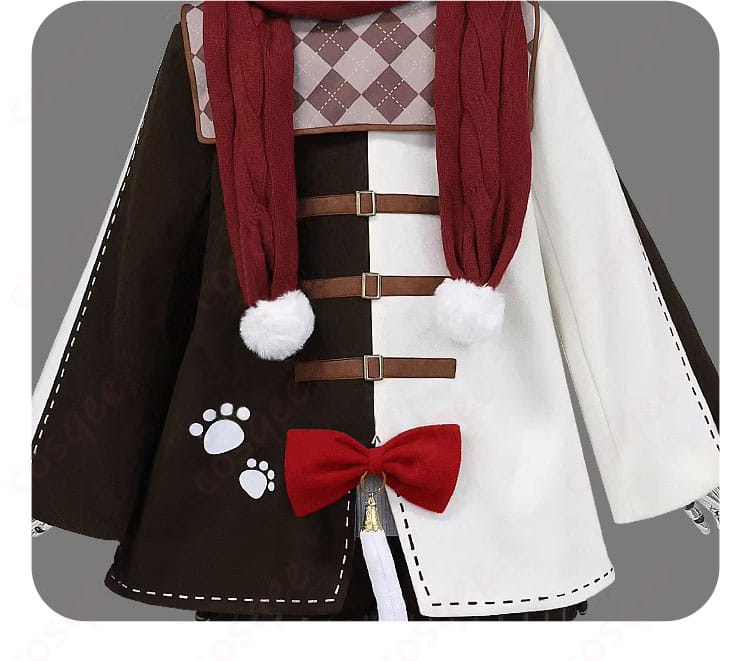 服装装飾のディテール画像 - Warming Cat冬服コスプレ衣装の装飾部分。コスプレ衣装の高品質な仕上がりを強調します。