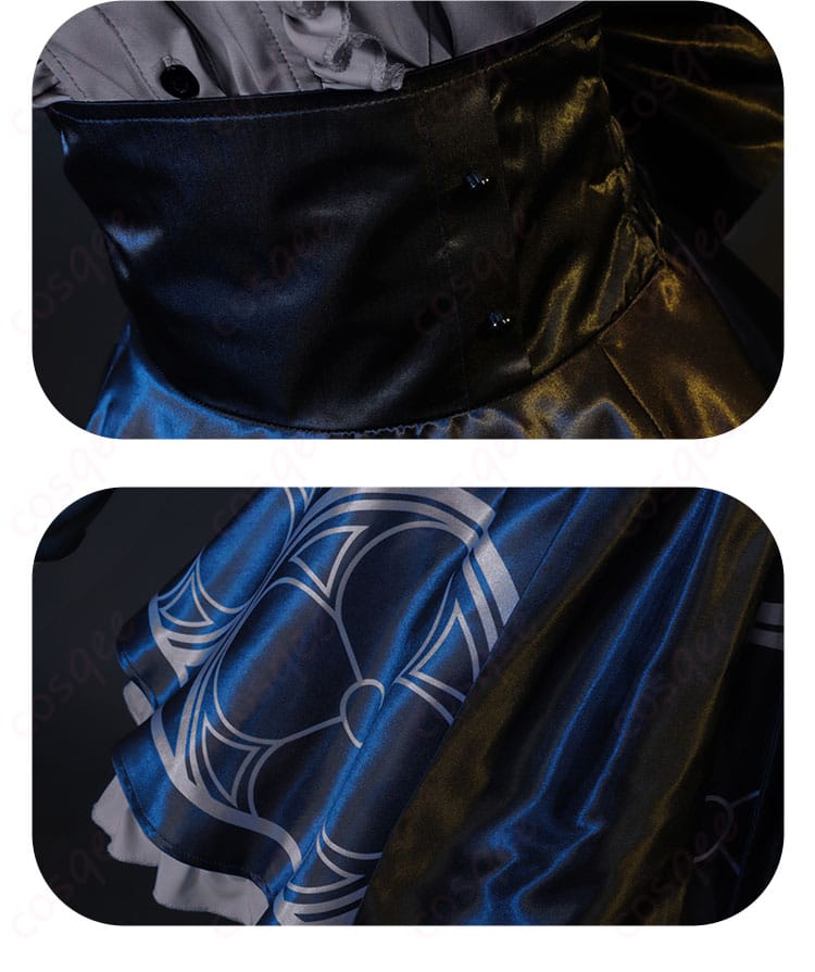 蒼森ミネ アイドル コスプレ衣装 スカートの装飾ディテール。リボンやフリルが美しいアクセントになっています。