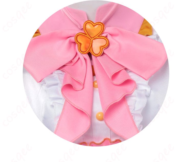 プロジェクトセカイ 桃井愛莉のコスプレ衣装の蝶結び装飾。細かいディテールが特徴。