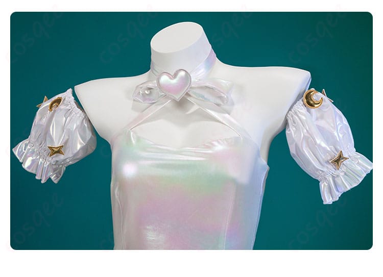 愛心型のリボン装飾の細部。可愛さと華やかさを引き立てるアクセント。