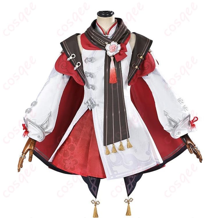 原神 フータオ 残雪に咲く紅 風コスプレ衣装 写真映えと品のあるダークレッド - 1枚目の画像