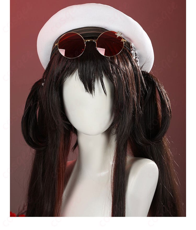 眼鏡と帽子の装飾の側面ディテール – 原神 フータオ(胡桃)コスプレ