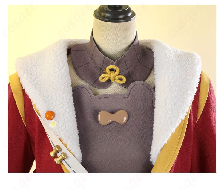 「原神 香菱(シャンリン)」コスプレ衣装の襟部分と装飾の細部。精巧な刺繍と装飾が特徴。