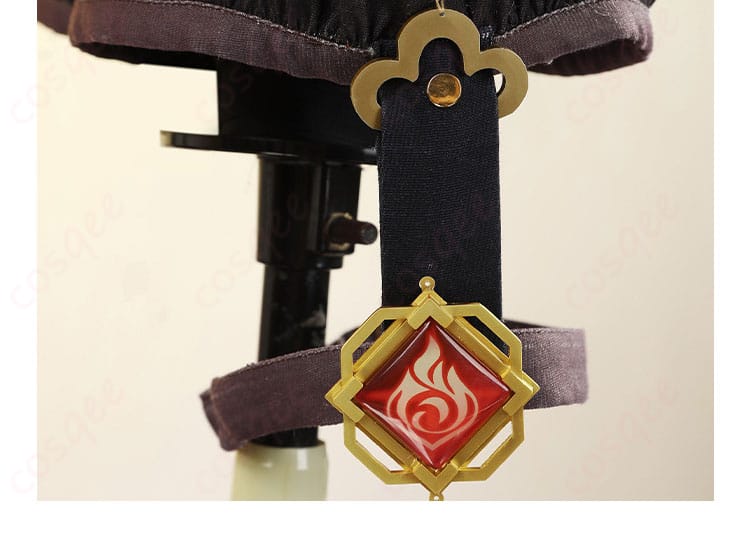 「原神 香菱(シャンリン)」コスプレ衣装のパンツの足元装飾ディテール。衣装全体のデザインにぴったり合うアクセント。