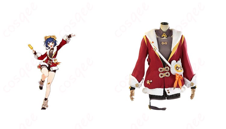 「原神 香菱(シャンリン)」のコスプレ衣装の正面とキャラクターが一緒に写った画像。衣装のディテールとキャラクターの魅力を完全再現。