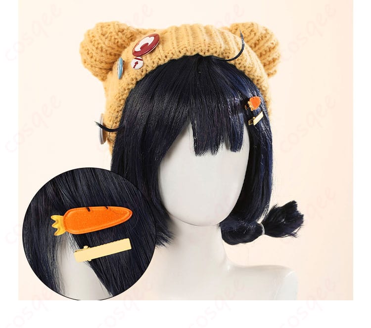 「原神 香菱(シャンリン)」コスプレ衣装のヘアアクセサリー細部。デザインの細部にこだわり、キャラクターを忠実に再現。