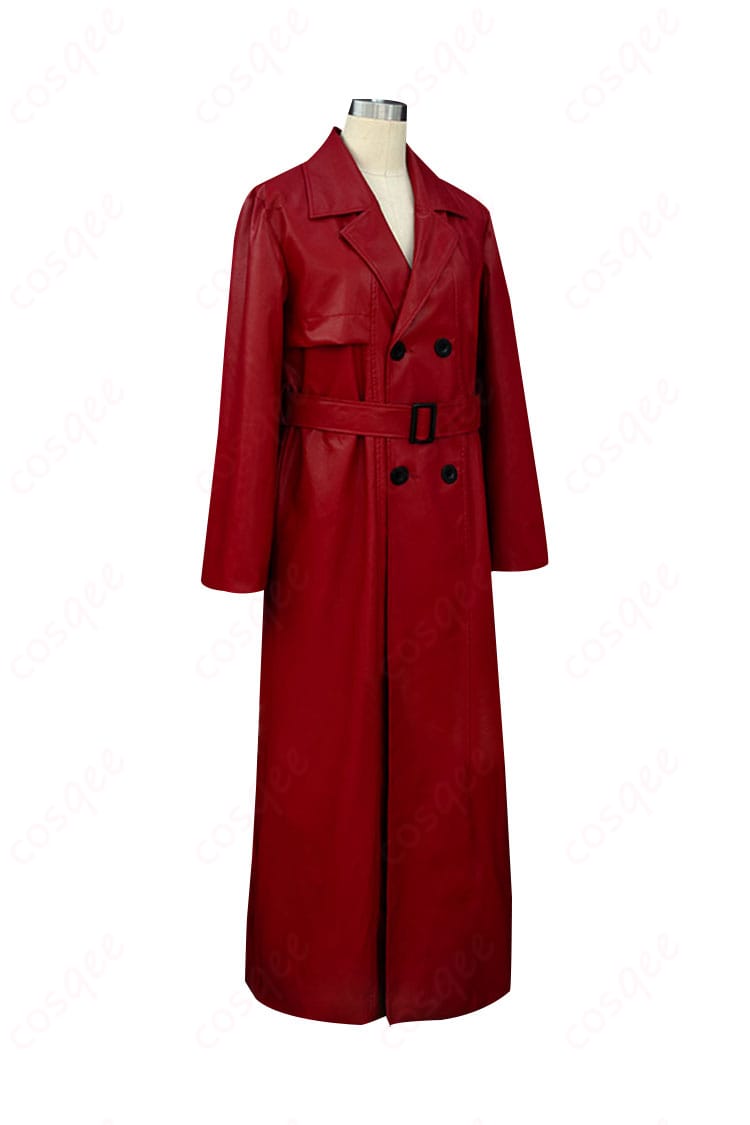 商品側面画像:赤い傘の男コスプレ衣装の側面画像。衣装の精密なディテールを確認できます。コスプレファン必見!