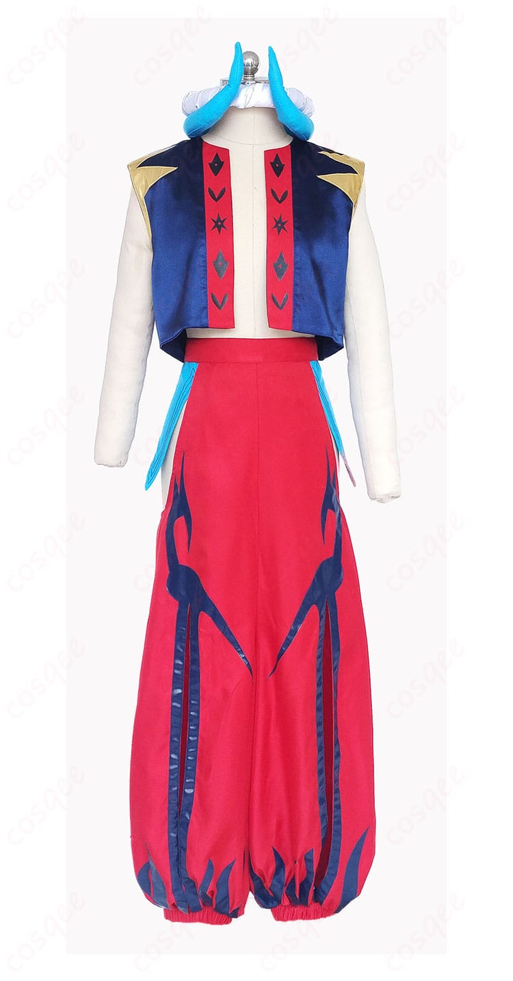 Fate/Grand Order ギルガメッシュ キャスター コスプレ衣装 前面の細部。衣服の花柄刺繍と精巧なデザイン。