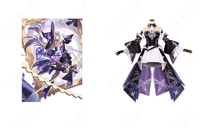 商品正面とキャラクターを組み合わせた写真、スターレイルのマダム・ヘルタコスプレ衣装の全体像