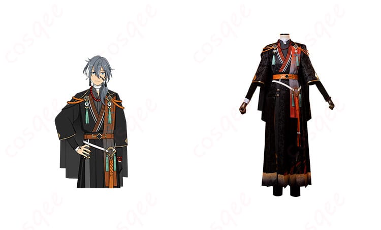 商品正面とキャラクターの組み合わせ画像 – あんさんぶるスターズ!! 伏見弓弦 コスプレ衣装の正面とキャラクターのイメージを合わせた画像。