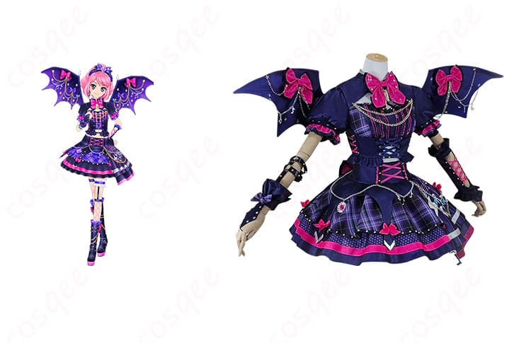 商品正面とキャラクター桜庭ローラのコスプレ衣装の組み合わせ画像 - アイカツスターズ!桜庭ローラ コスプレ衣装『星のツバサ』の正面