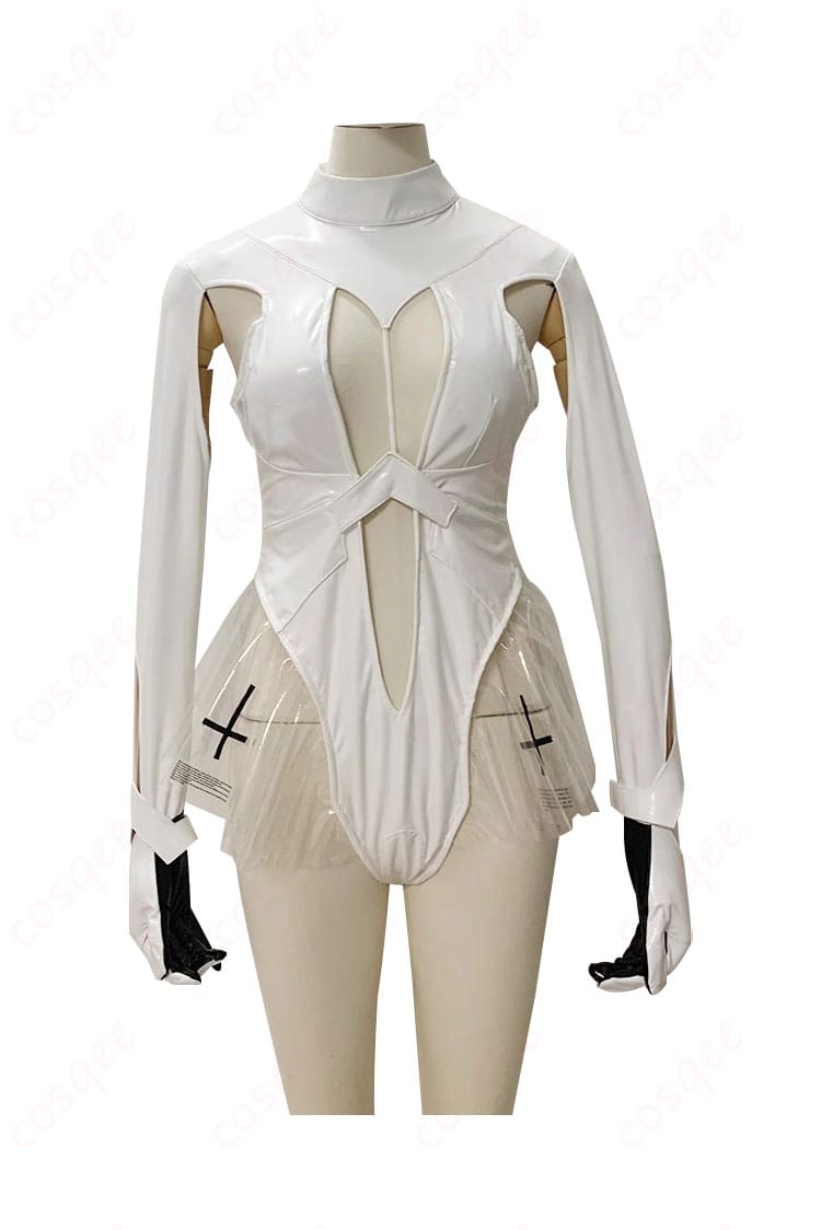 勝利の女神NIKKE シンデレラ コスプレ衣装 白色レオタードの正面画像。クオリティの高い衣装を今すぐ確認!