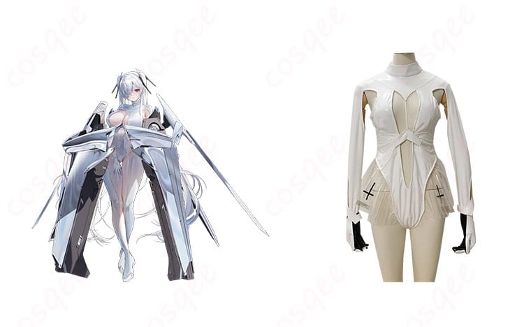 勝利の女神NIKKE シンデレラ コスプレ衣装 白色レオタードとキャラクターシンデレラの画像。コスプレ衣装の詳細をチェック!