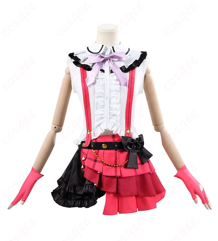 商品正面写真。ラブライブ!スクフェスの東條希コスプレ衣装、明るい色合いと細部にこだわったデザイン。