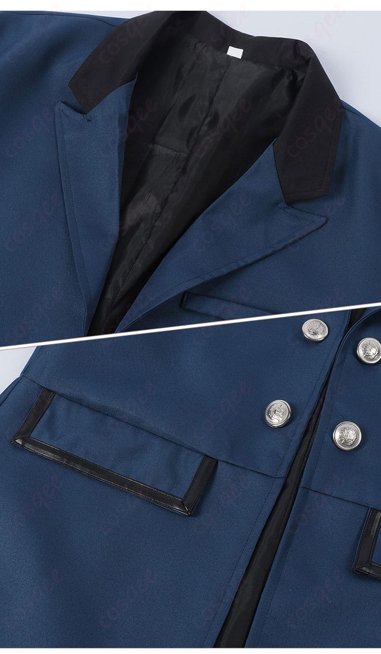 服の襟、前立て装飾詳細 黒執事 シエル・ファントムハイヴ コスプレ衣装の襟と前立ての細部。