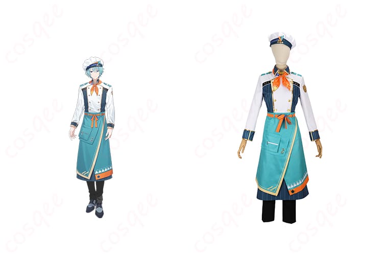 商品正面とキャラクターの人物イラストを組み合わせたコスプレ衣装画像 – にじさんじ 渚トラウト コスプレ衣装