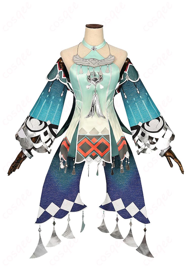 原神 藍硯 コスプレ衣装 正面の詳細画像。忠実に再現されたコスプレ衣装。