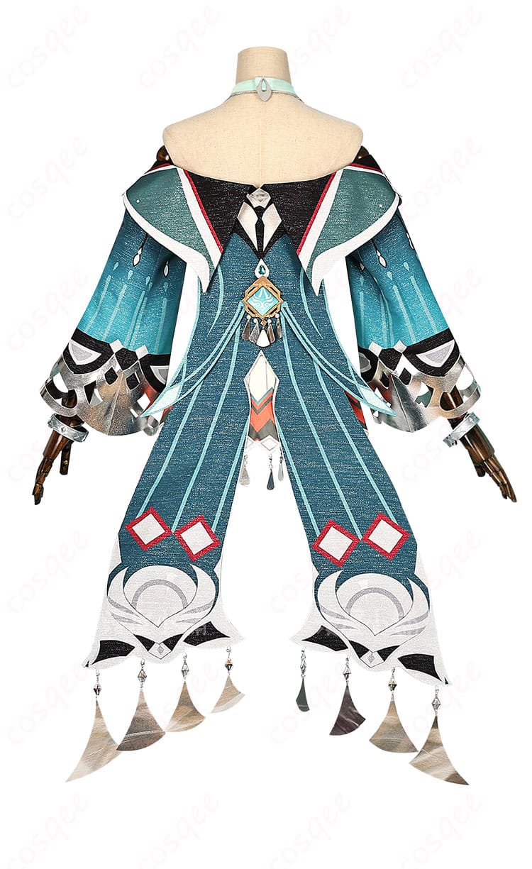 原神 藍硯 コスプレ衣装 背面の詳細画像。背面デザインも細部まで忠実に再現。