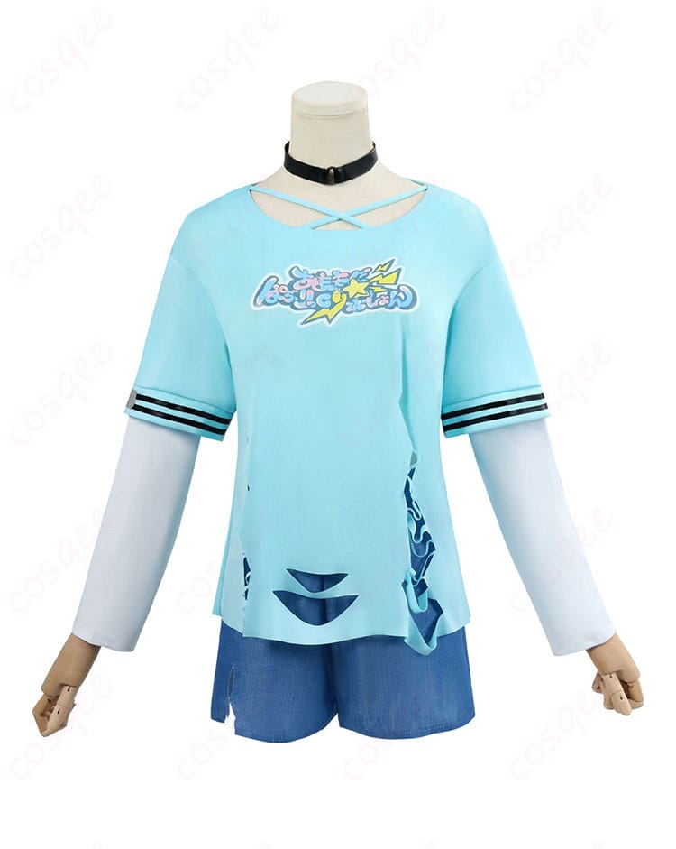 服の短袖ディテール - 水宮枢のコスプレ衣装、短袖部分の細かいデザイン。