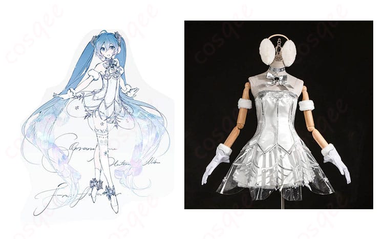 商品正面とキャラクターの合わせたイメージ画像、初音ミク シンフォニー2025 コスプレ衣装の全体像。