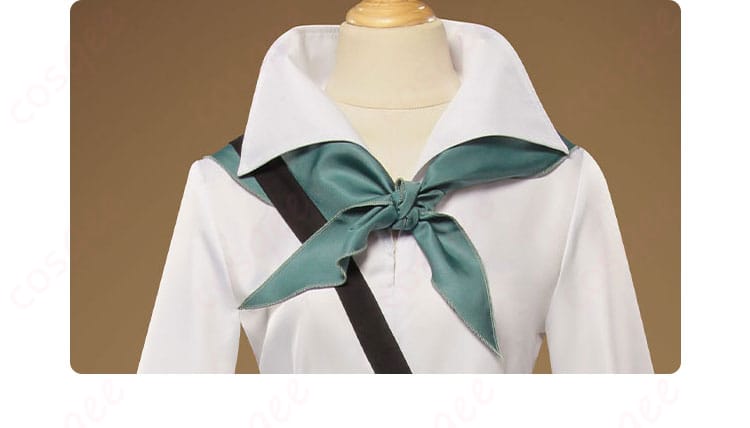 服の襟とスカーフ装飾細部、ウェンディ・フートコスプレ衣装のディテール