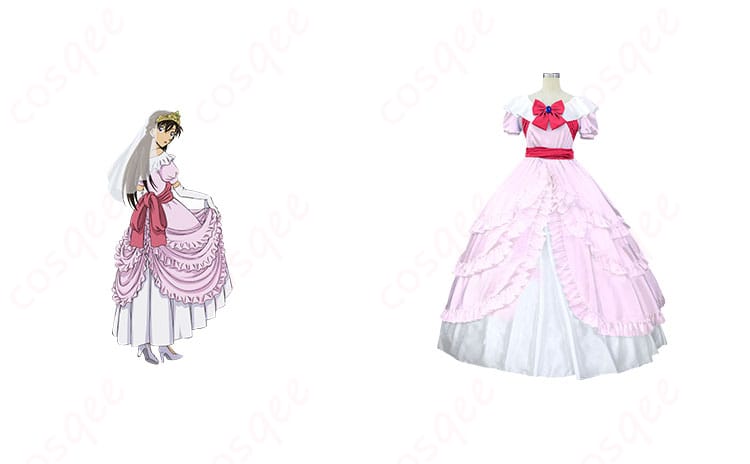 名探偵コナン 毛利蘭 ハート姫 コスプレ衣装とキャラクターのコラボショット。アニメの魅力をそのまま再現した衣装です。