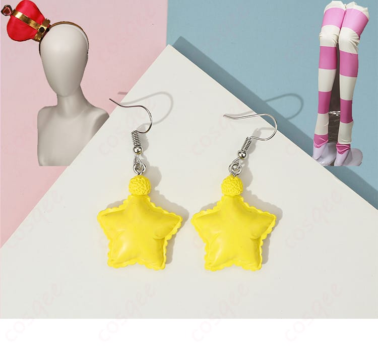 キュアワンダフル コスプレ衣装の耳飾り、頭飾り、そして靴下の装飾詳細。精巧なアクセサリーでキャラクターを完全再現。