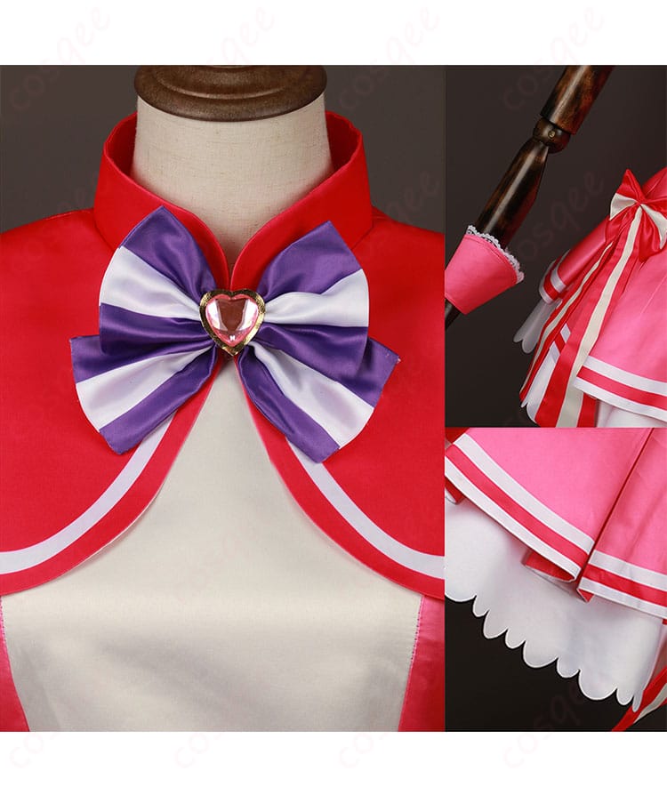 キュアワンダフル コスプレ衣装の装飾詳細。花柄、刺繍、徽章など、衣装の細部に注目。さらに高い忠実度を実現。