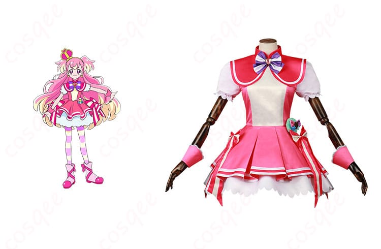 キュアワンダフル コスプレ衣装、犬飼こむぎと衣装が一緒に映った写真。キャラクターと衣装の忠実再現を確認できます。コスプレ衣装の魅力を引き立てる一枚。