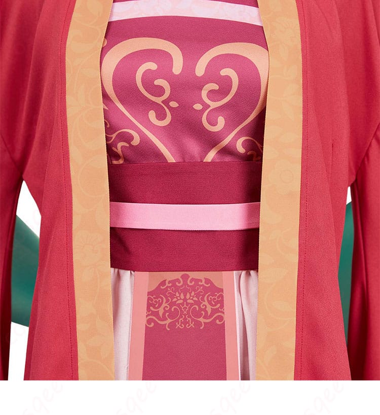 腰封装飾の細かいデザイン。玉葉妃コスプレ衣装の魅力的なディテール。