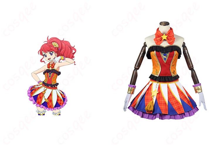 商品正面と紅林珠璃のキャラクターイメージのコスプレ衣装|アイカツ!|忠実再現