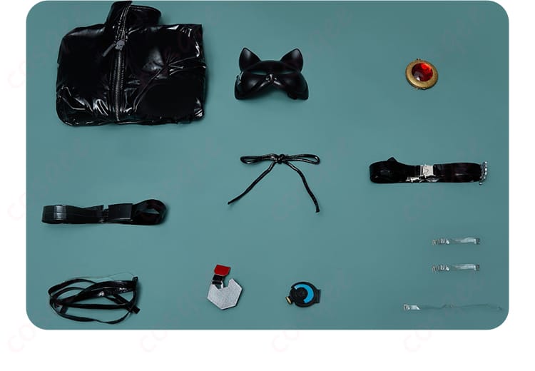 セット内容の展示 – エスケープクイーンのコスプレ衣装セット内容を紹介、すべてのアイテムを確認!