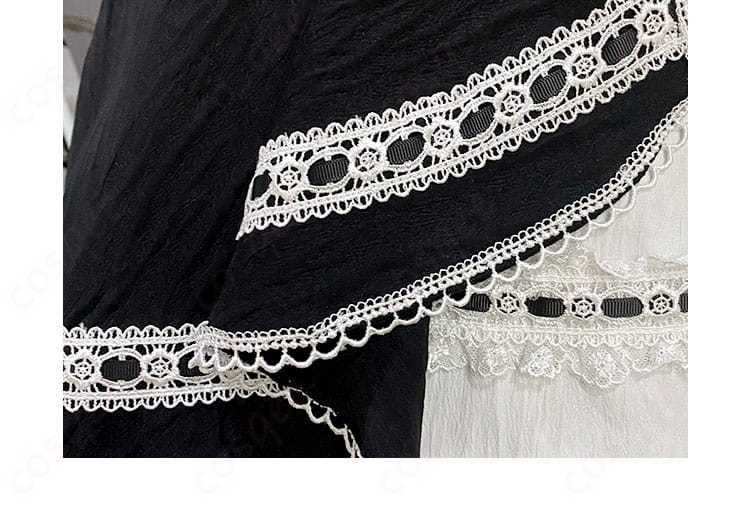 スカートの装飾の詳細。プロジェクトセカイの朝比奈まふゆ衣装の美しい仕上がり。