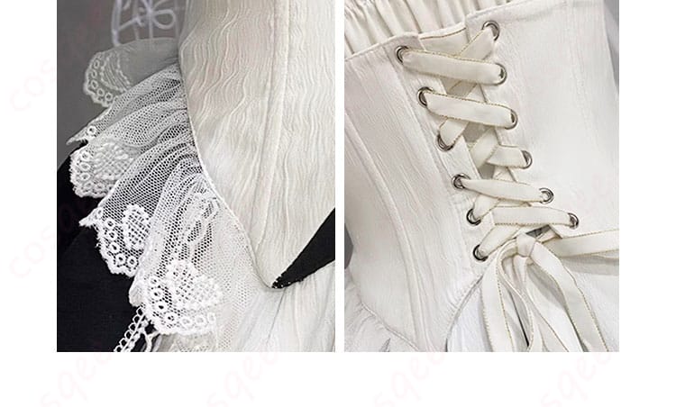 腰間背面装飾のディテール。衣装全体の完璧なデザインを引き立てる装飾。