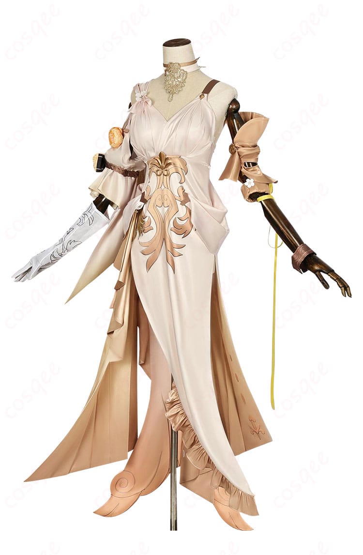 商品側面図 - アグライアのコスプレ衣装の詳細な側面ビュー、アクセサリーと装飾が見やすい