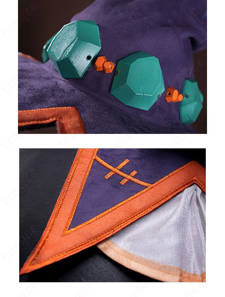 鏡野七罪 コスプレ衣装 帽子の装飾ディテール、精巧に仕上げられたアクセサリー。