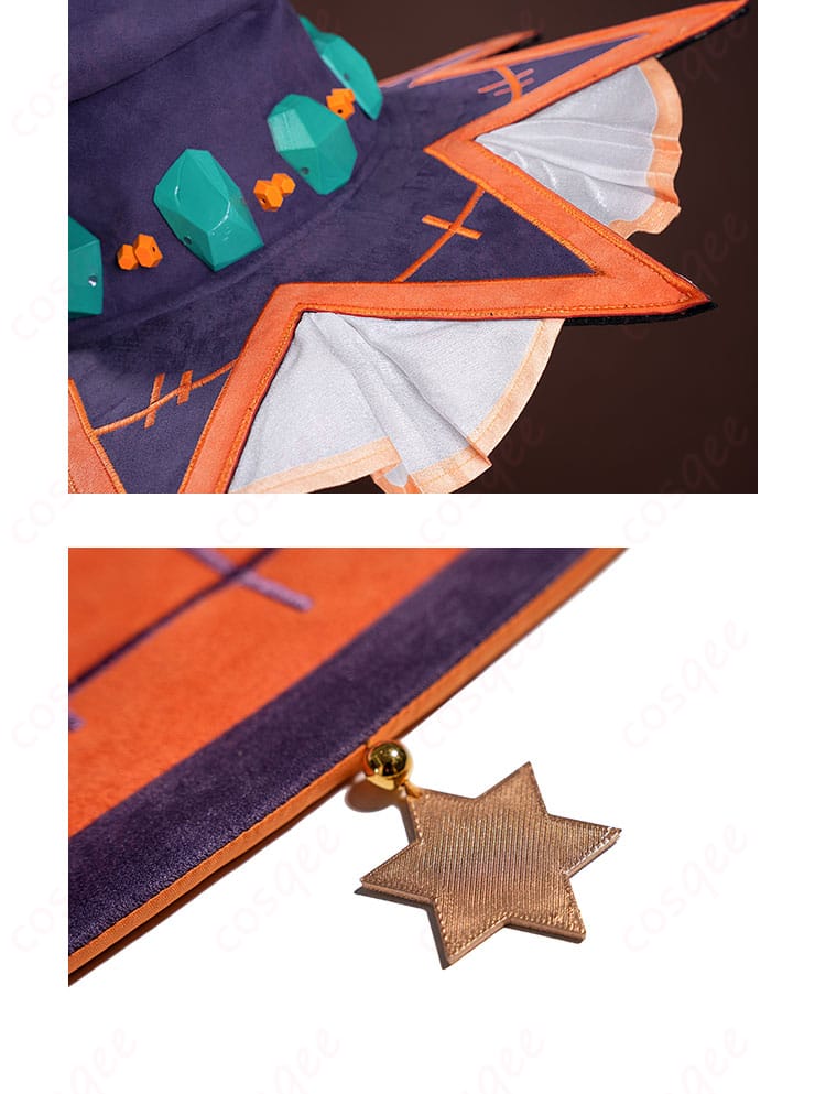 鏡野七罪 コスプレ衣装 帽子襟の装飾ディテール、魅力的なデザイン。