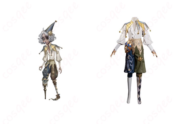 商品正面とキャラクターのコラボレーション画像。ジョーカー(泣きピエロ)のコスプレ衣装の全体的なイメージをお楽しみください。