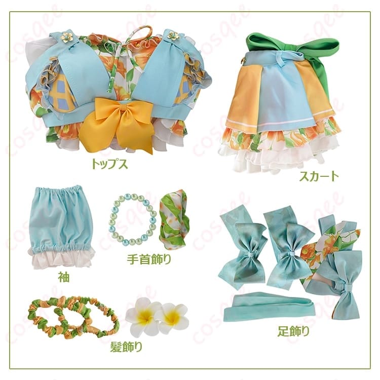 ラブライブ μ’s 小泉花陽 くじ引き堂水着コスプレ 衣装一式で明るく写真映えする一着 - 4枚目の画像
