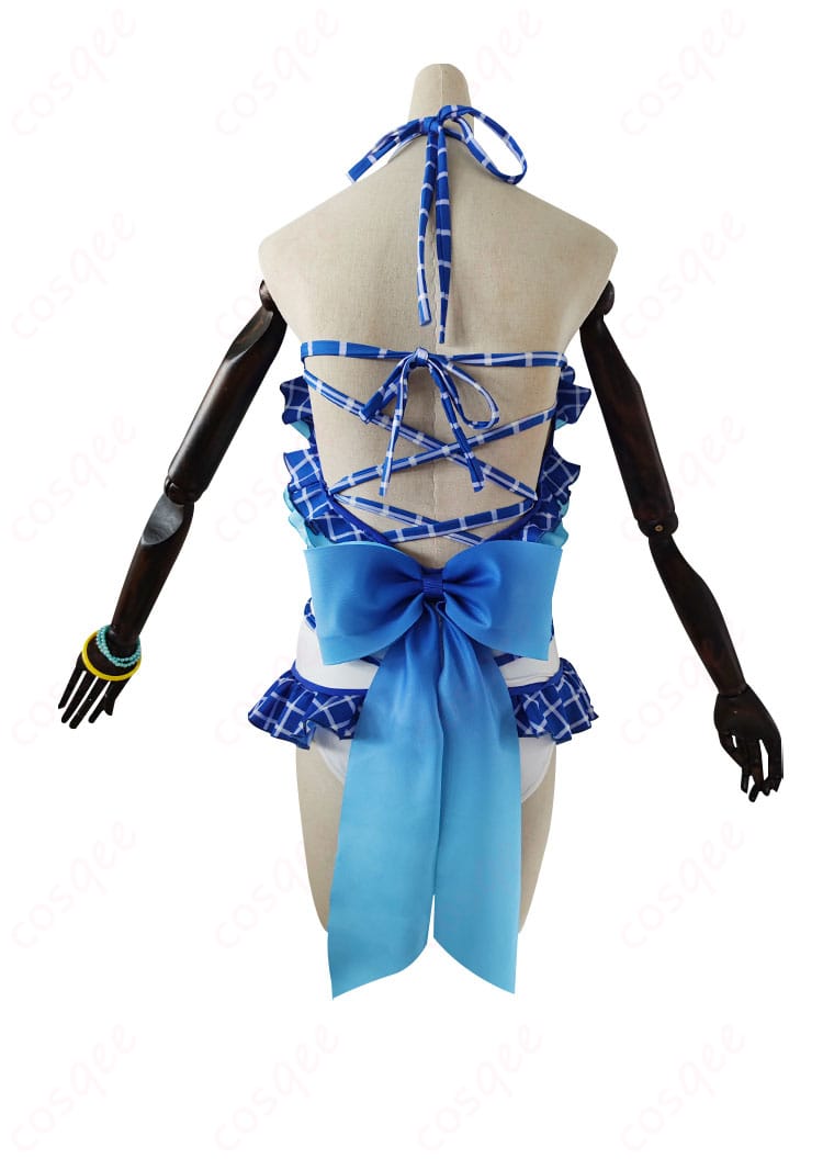 商品背面図。背面のディテールまでしっかり再現された園田海未のコスプレ衣装。