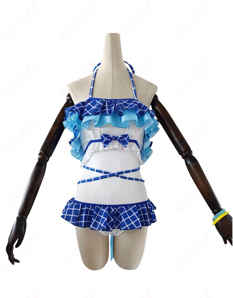 商品正面図。ラブライブ!園田海未の水着コスプレ衣装の全体像がしっかりと確認できます。