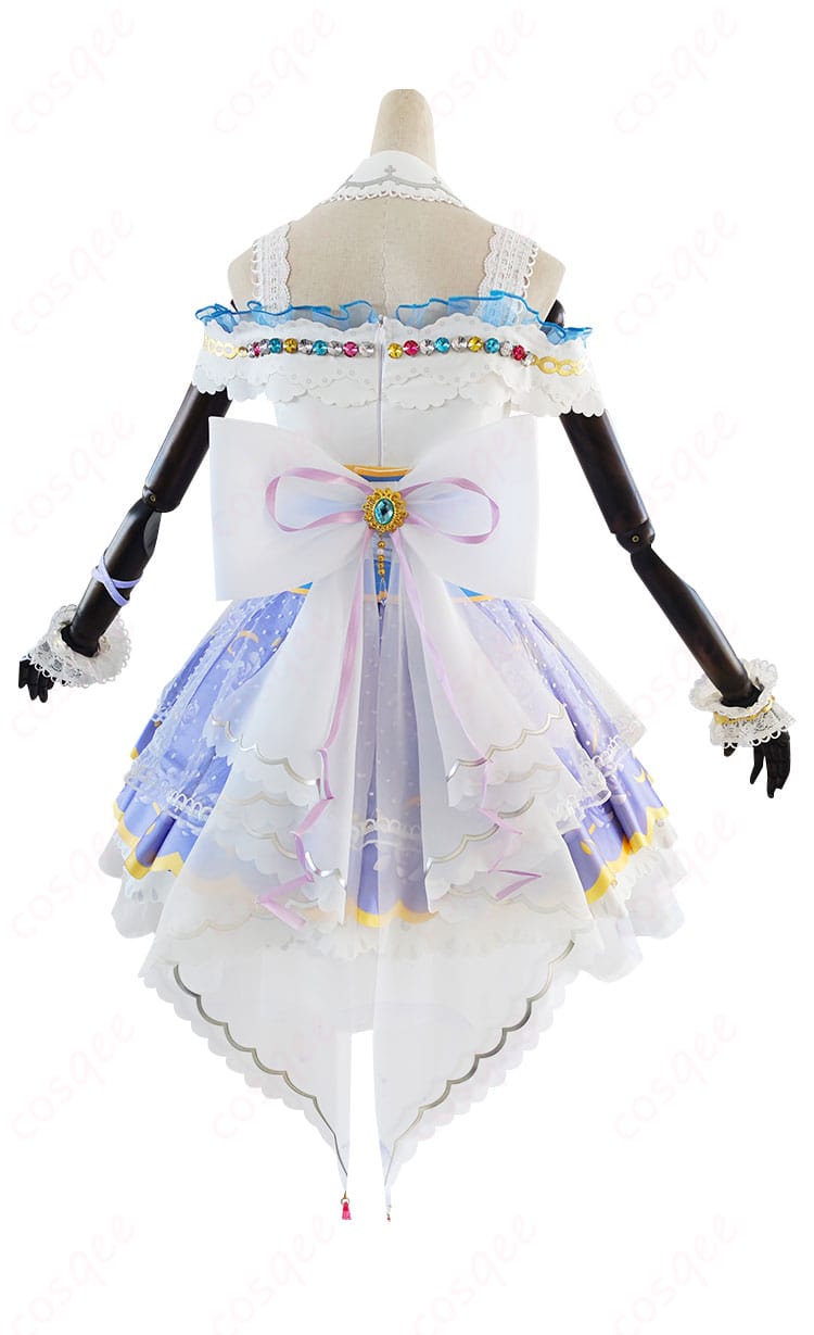 南ことり コスプレ衣装 ロイヤルプリンセス編 商品の背面画像。背部の蝶結びやデザインが魅力。