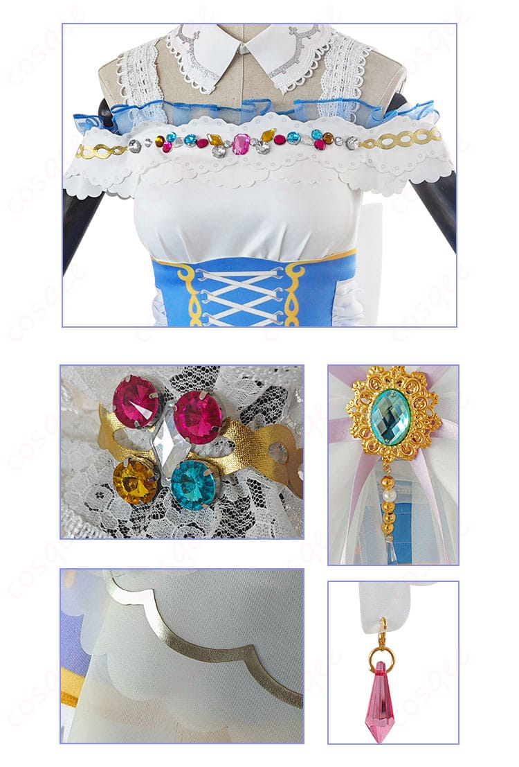 南ことり コスプレ衣装 ロイヤルプリンセス編 衣装の装飾詳細画像。刺繍やビーズ装飾が美しく施されている。