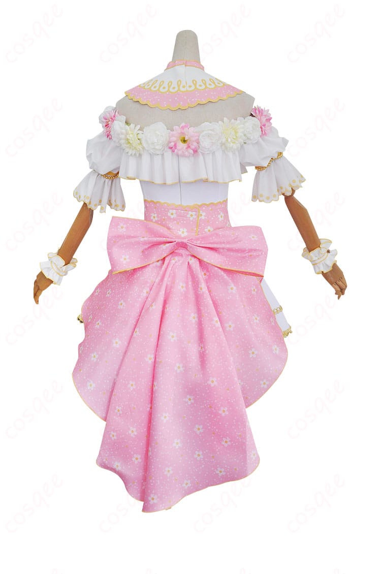 商品背面図。西木野真姫のコスプレ衣装の後ろ姿、背面デザインの魅力的な特徴。