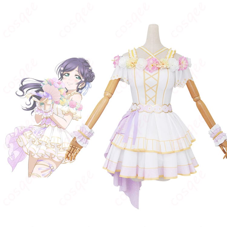 商品正面とキャラクターの組み合わせ画像 - ラブライブ!スクフェス 東條希 コスプレ衣装「フラワーフェスティバル編 花の女神」の正面とキャラクターの美しいコーディネート。