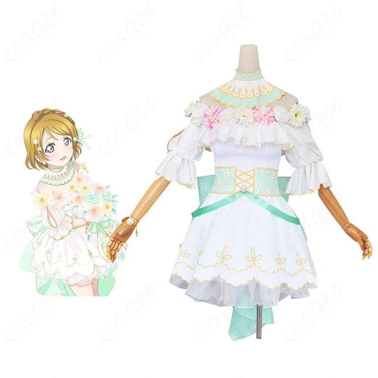 ラブライブ!スクフェス 小泉花陽 コスプレ衣装 フラワーフェスティバル編 心に春咲き 正面とキャラクターの融合画像