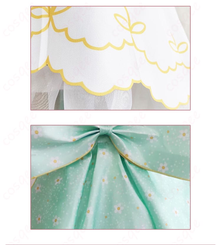 ラブライブ!スクフェス 小泉花陽 コスプレ衣装 フラワーフェスティバル編 心に春咲き スカート、蝶の背面飾りのディテール